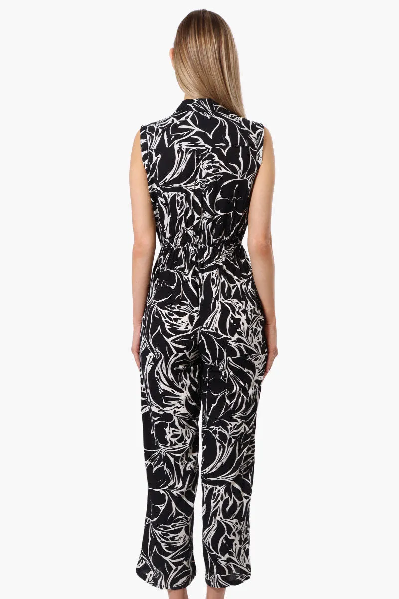 International INC Company Floral Button Up Jumpsuit - Black sold by Fairweather product image thumbnail 3