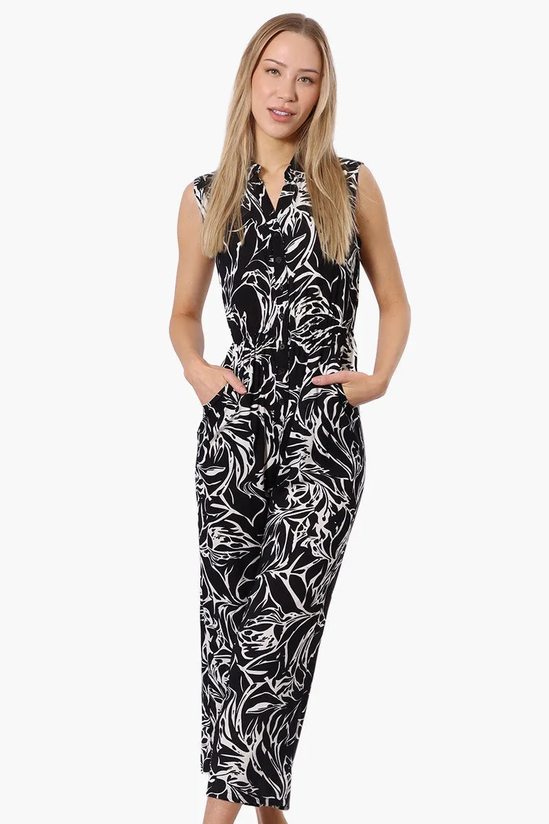 International INC Company Floral Button Up Jumpsuit - Black sold by Fairweather