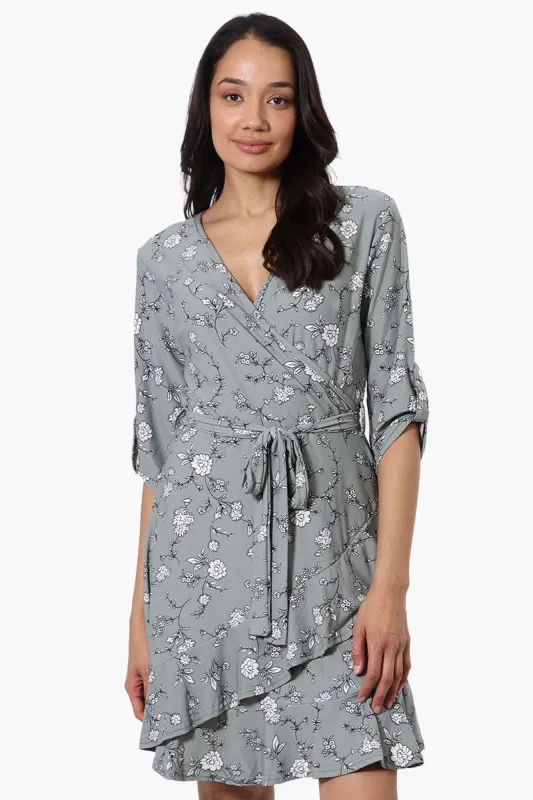International INC Company Floral Belted Crossover Day Dress - Mint sold by Fairweather