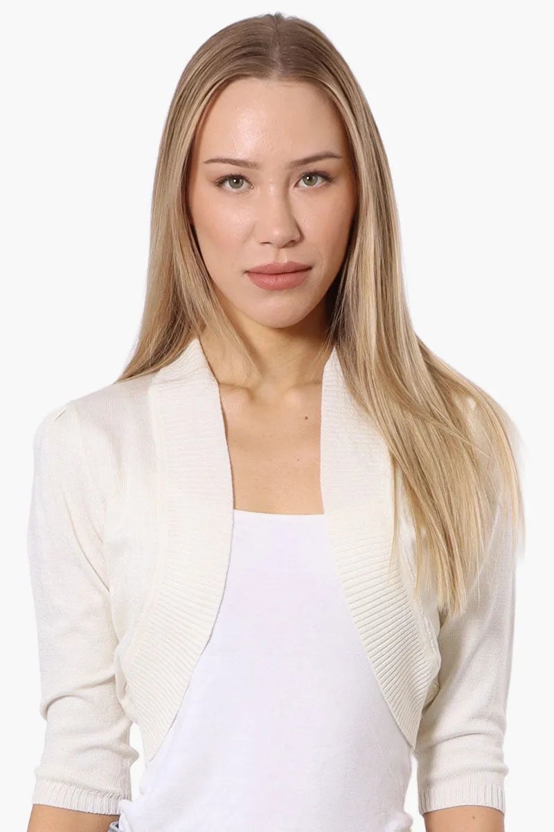 Impress 3/4 Sleeve Open Shrug Cardigan - White sold by Fairweather