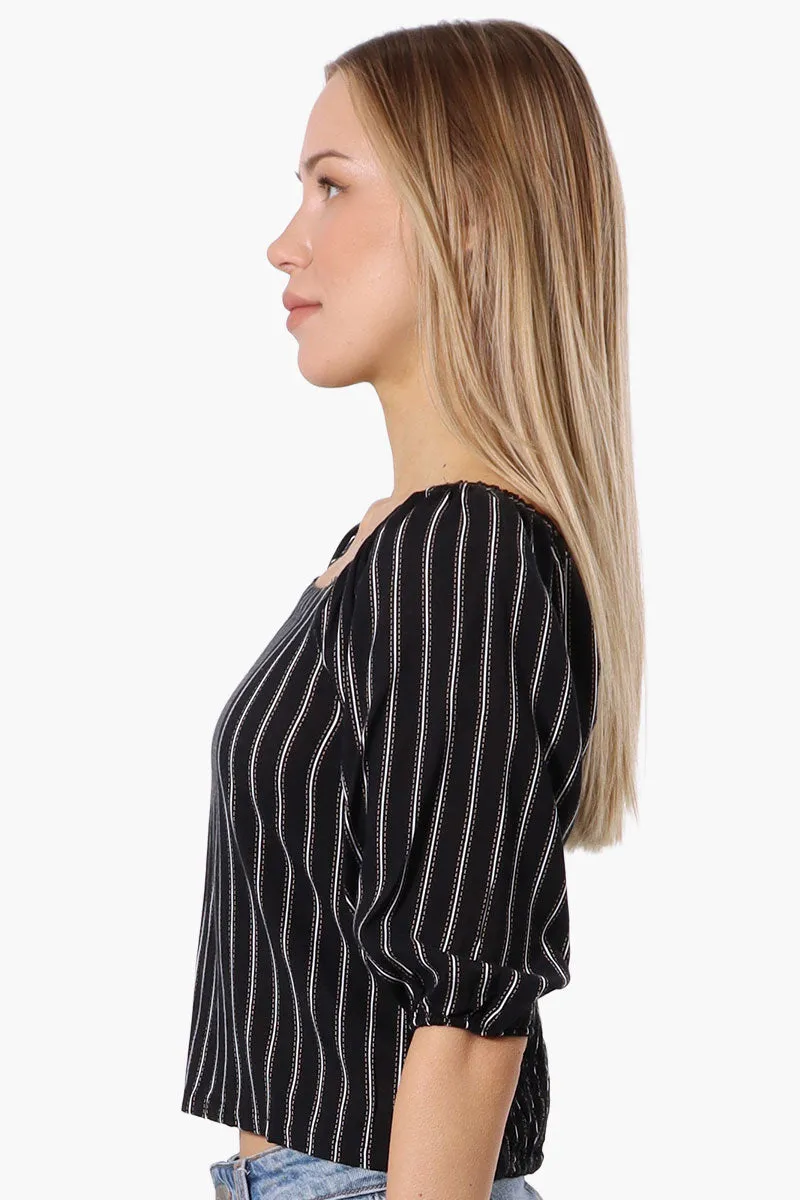 Beechers Brook Striped Square Neck Cropped Blouse - Black sold by Fairweather product image thumbnail 2