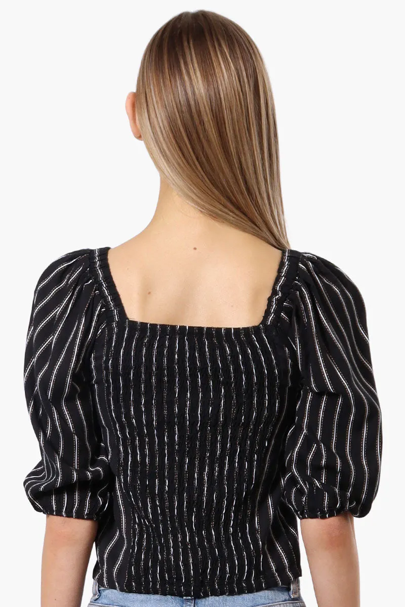 Beechers Brook Striped Square Neck Cropped Blouse - Black sold by Fairweather product image thumbnail 3