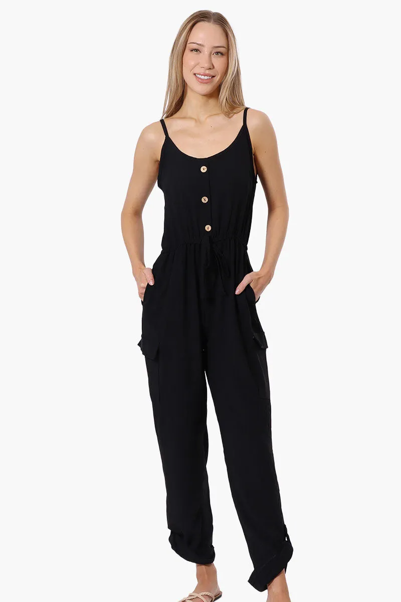 Urbanology Tie Waist Sleeveless Cargo Jumpsuit - Black sold by Fairweather