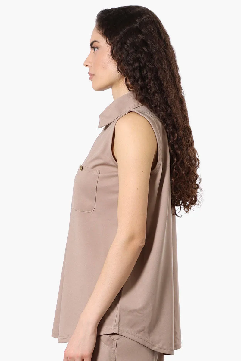 Costa Blanca Half Zip Sleeveless Blouse - Beige sold by Fairweather product image thumbnail 2