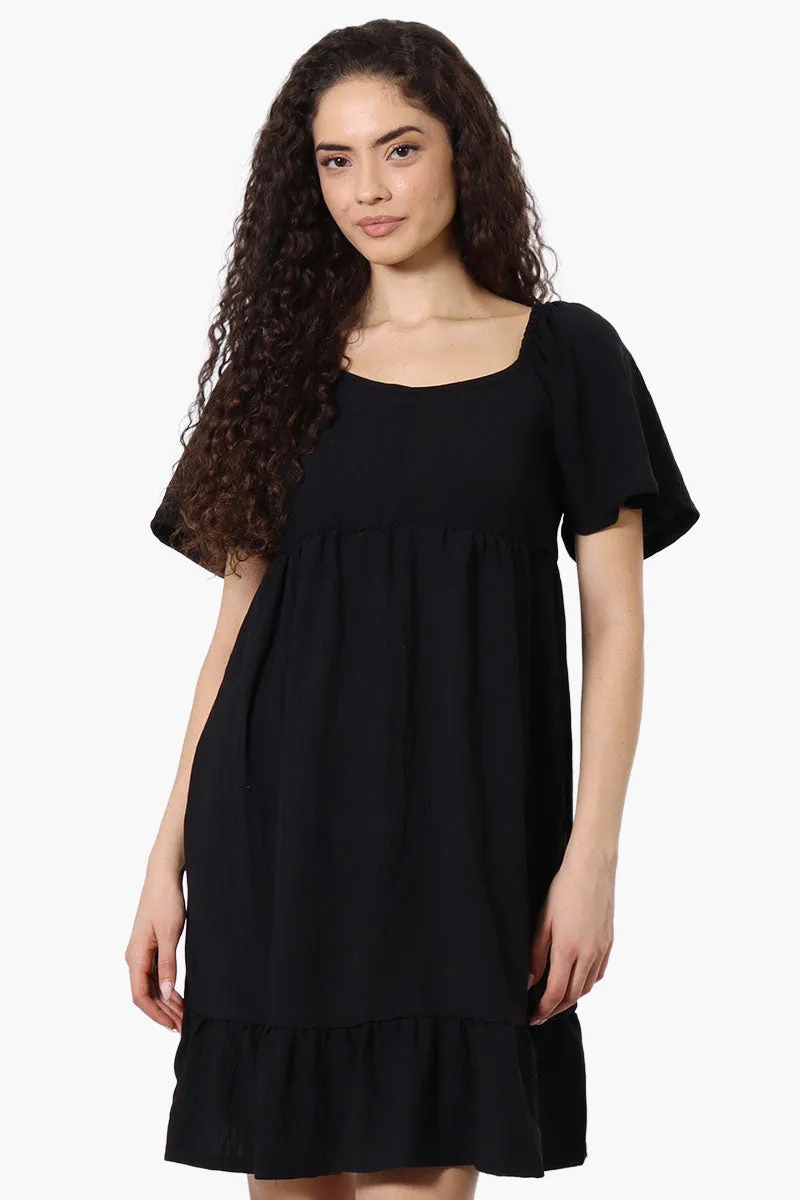 Urbanology Short Sleeve Smock Back Day Dress - Black sold by Fairweather