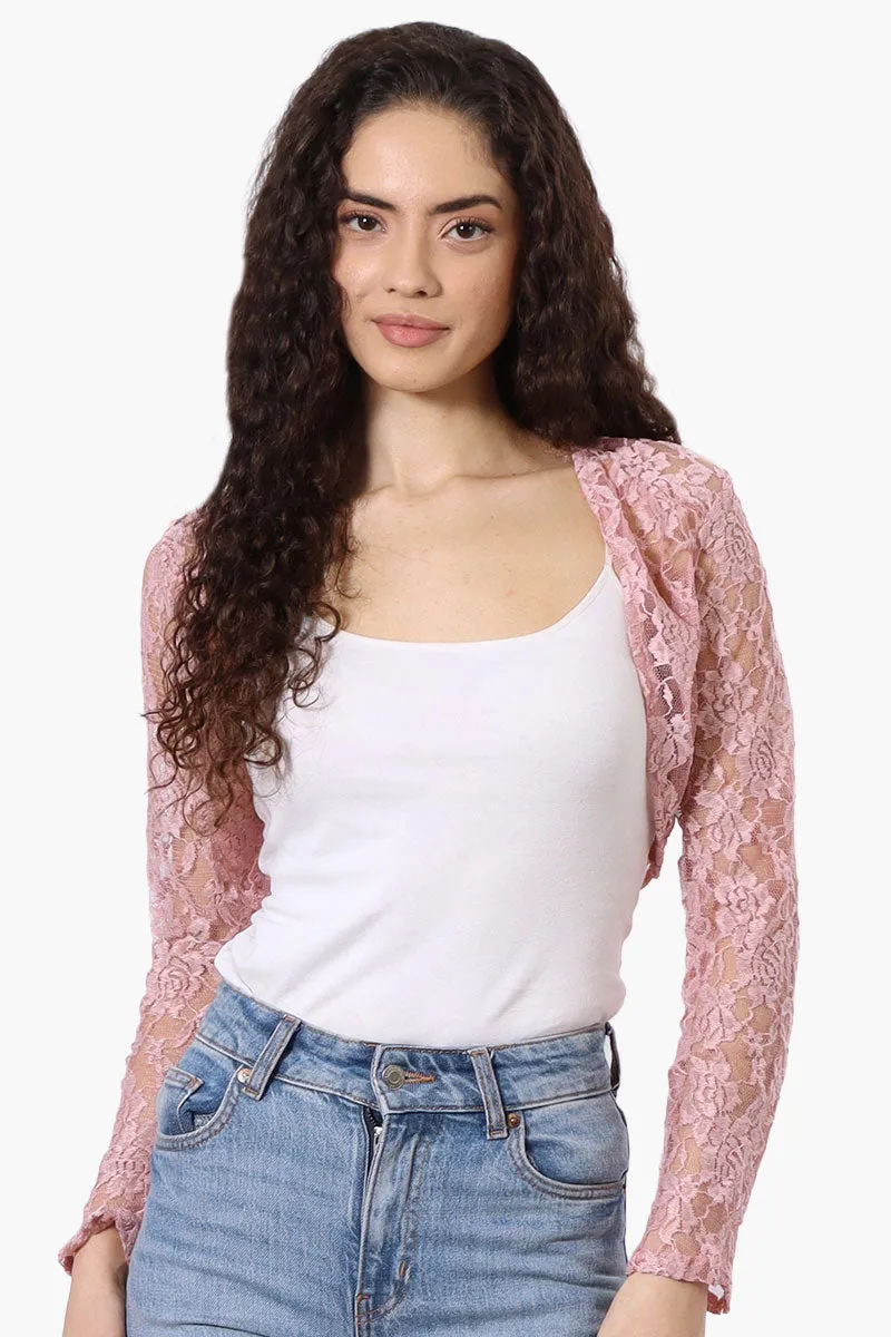 Impress Long Sleeve Lace Shrug Cardigan - Pink sold by Fairweather