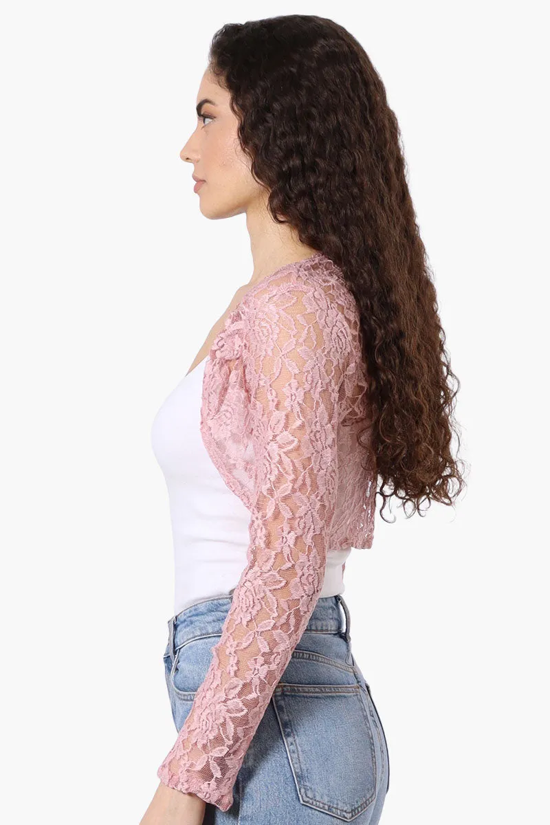 Impress Long Sleeve Lace Shrug Cardigan - Pink sold by Fairweather product image thumbnail 2