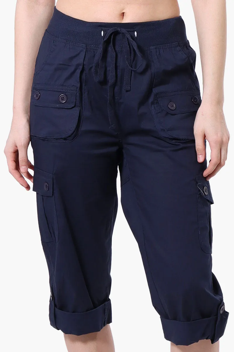 Canada Weather Gear Tie Waist Cargo Capris - Navy sold by Fairweather