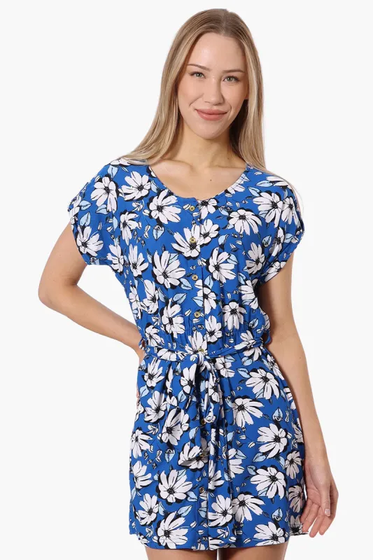 Beechers Brook Floral Belted Button Down Day Dress - Blue sold by Fairweather