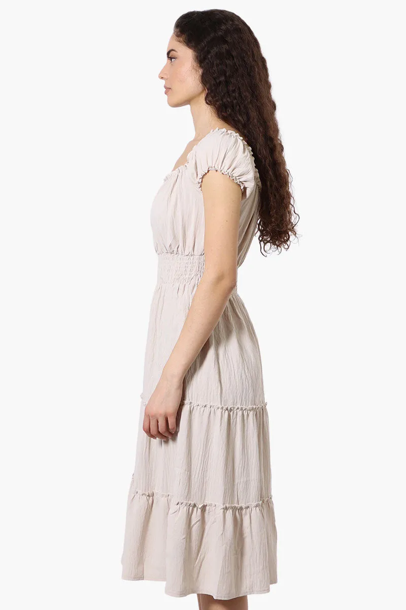 International INC Company Tiered Smocked Waist Maxi Dress - Beige sold by Fairweather product image thumbnail 2