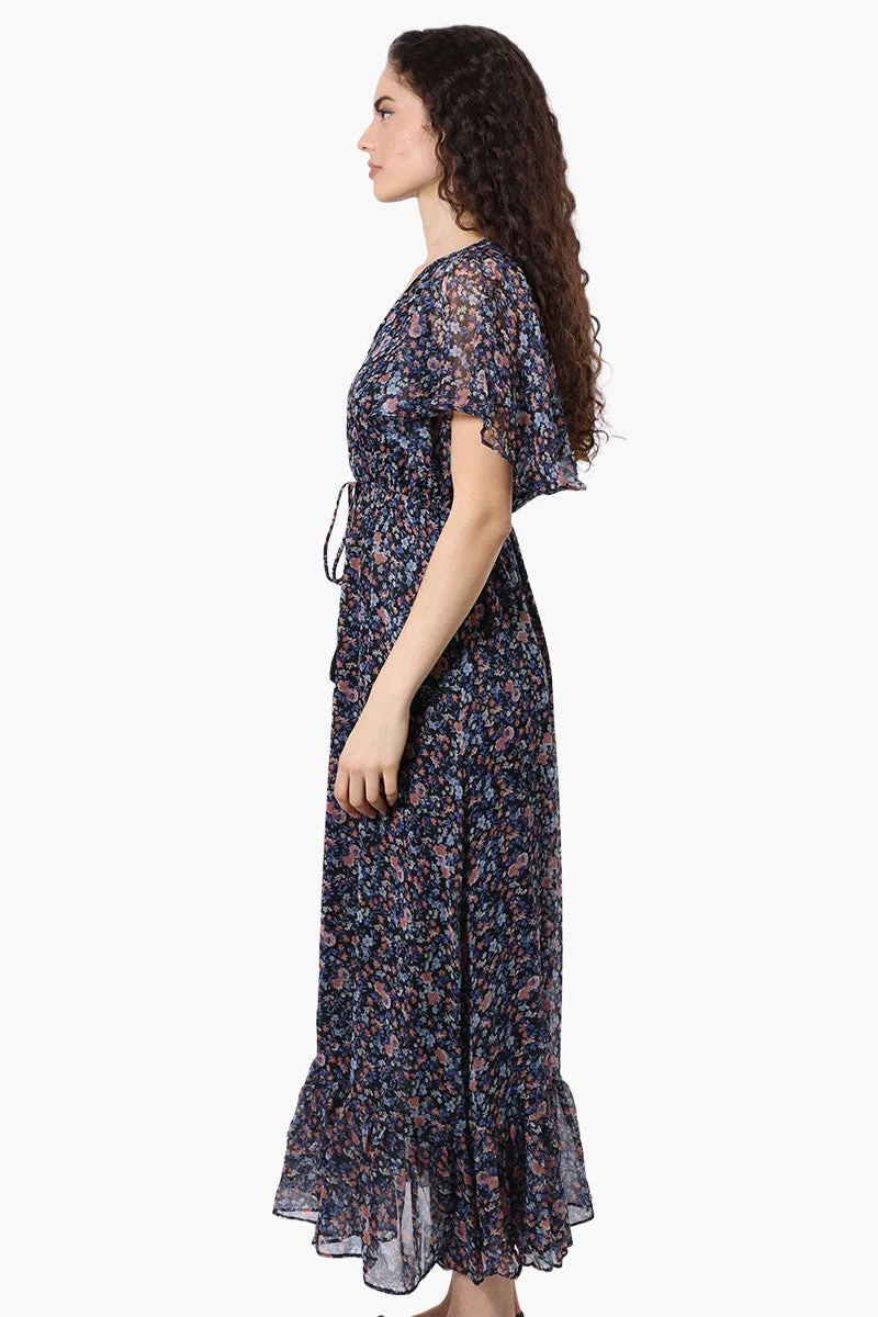 Limite Floral Tie Waist V-Neck Maxi Dress - Black sold by Fairweather product image thumbnail 2