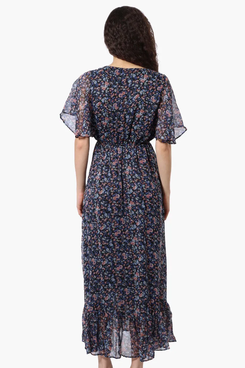 Limite Floral Tie Waist V-Neck Maxi Dress - Black sold by Fairweather product image thumbnail 3