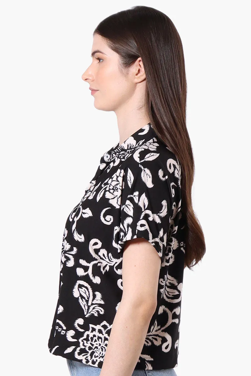 International INC Company Leaf Pattern Button Up Cropped Shirt - Black sold by Fairweather product image thumbnail 2