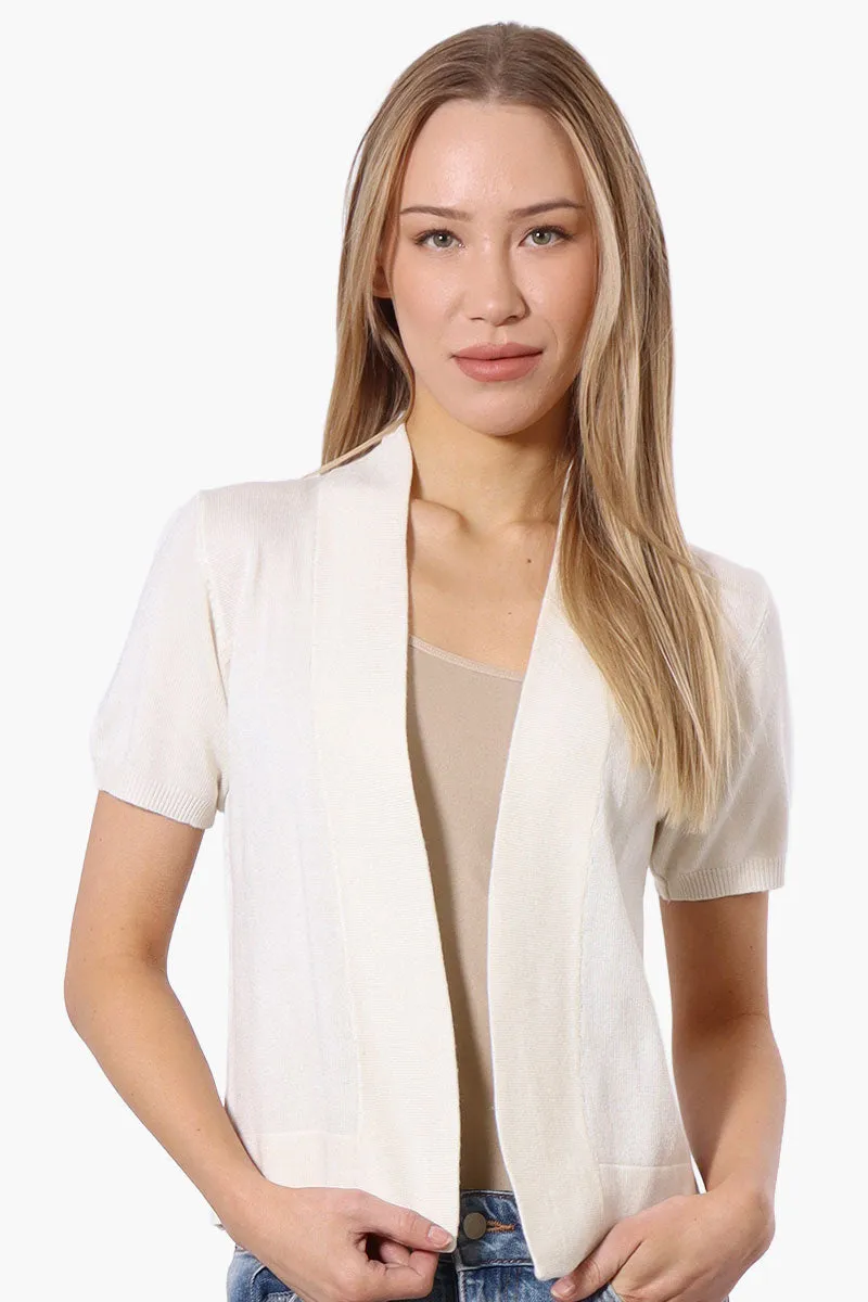 Impress Cap Sleeve Open Shrug Cardigan - White sold by Fairweather