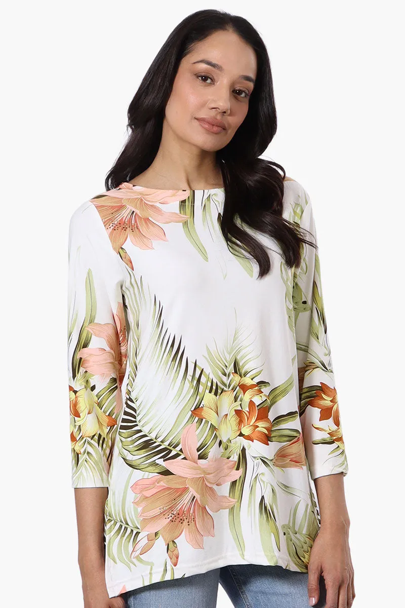 International INC Company Floral 3/4 Sleeve Blouse - White sold by Fairweather