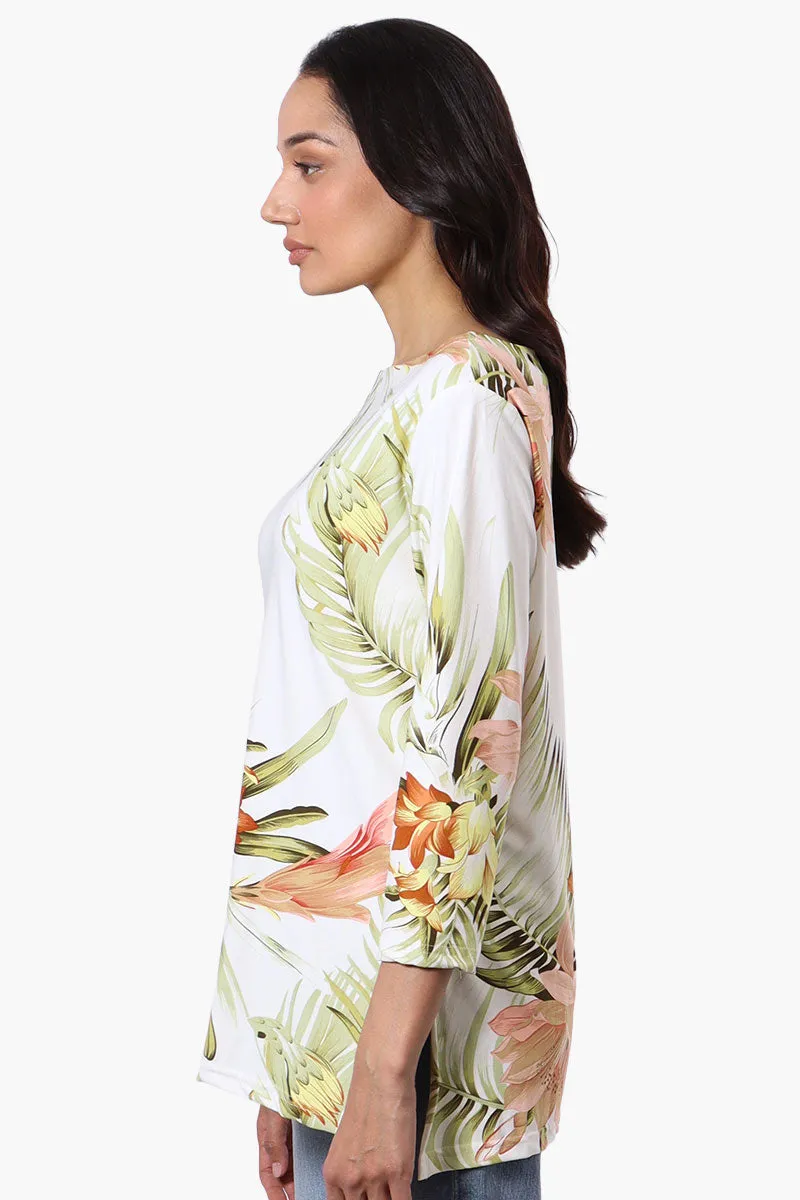 International INC Company Floral 3/4 Sleeve Blouse - White sold by Fairweather product image thumbnail 2