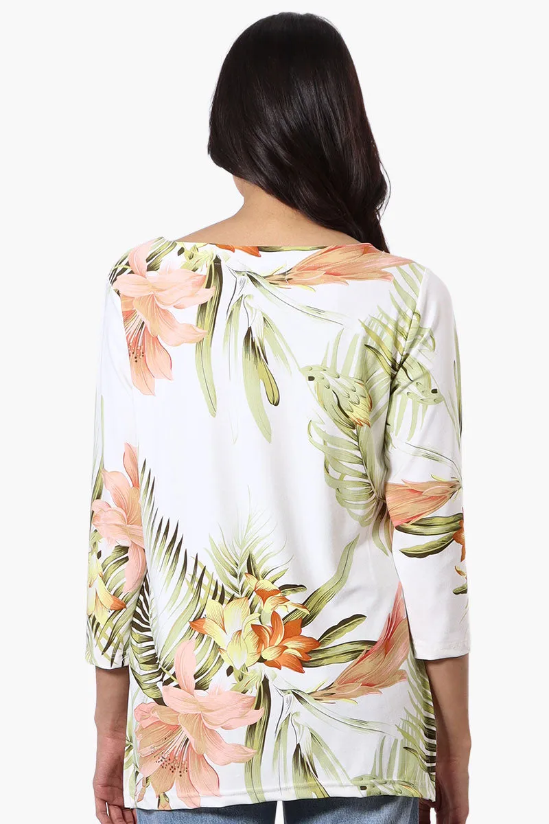 International INC Company Floral 3/4 Sleeve Blouse - White sold by Fairweather product image thumbnail 3
