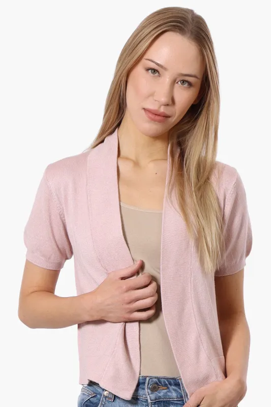 Impress Cap Sleeve Open Shrug Cardigan - Pink sold by Fairweather