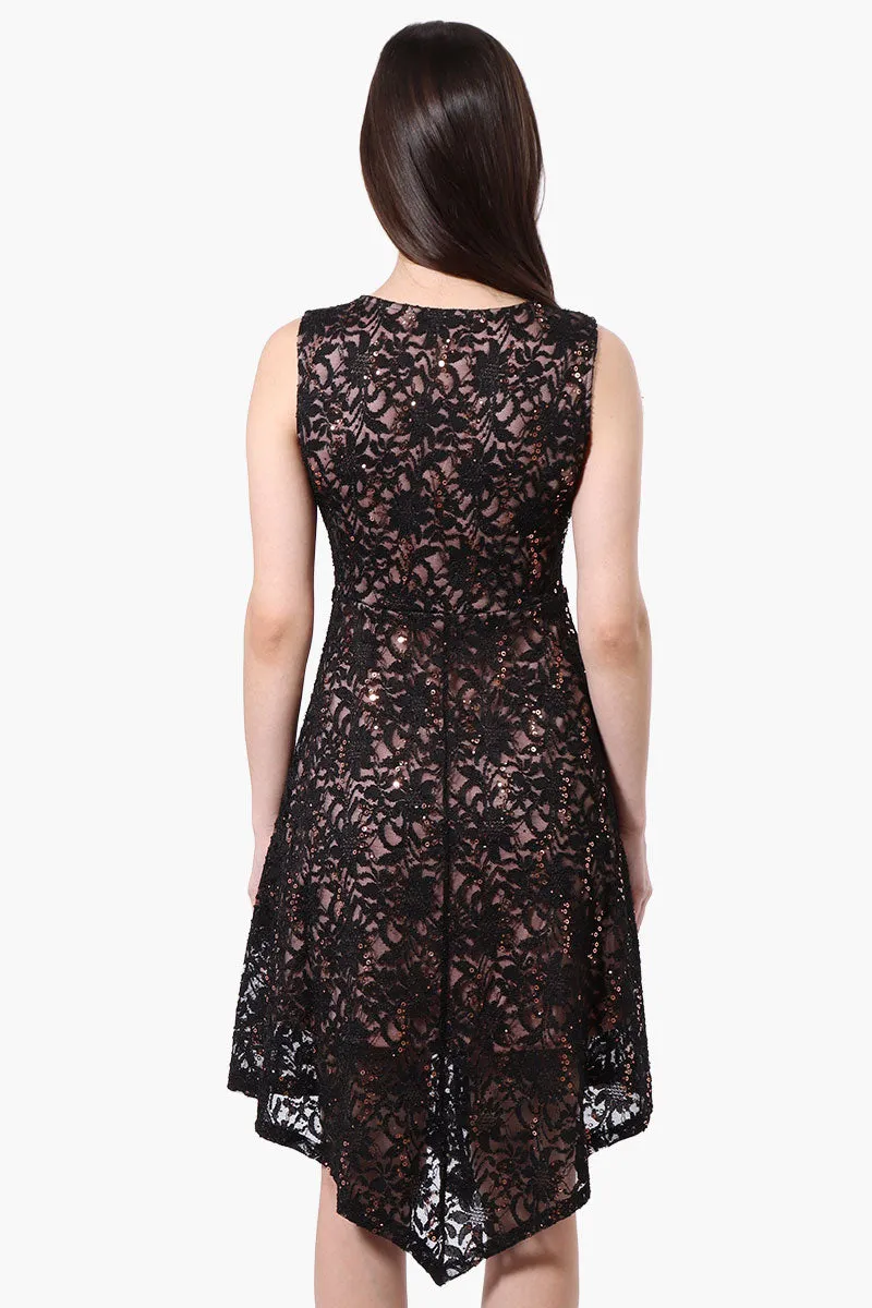 Limite Floral Lace Sequin Cocktail Dress - Black sold by Fairweather product image thumbnail 3