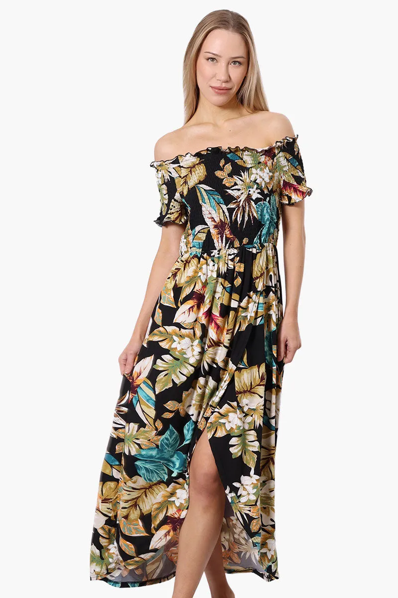 International INC Company Floral Off Shoulder Crossover Maxi Dress - Black sold by Fairweather