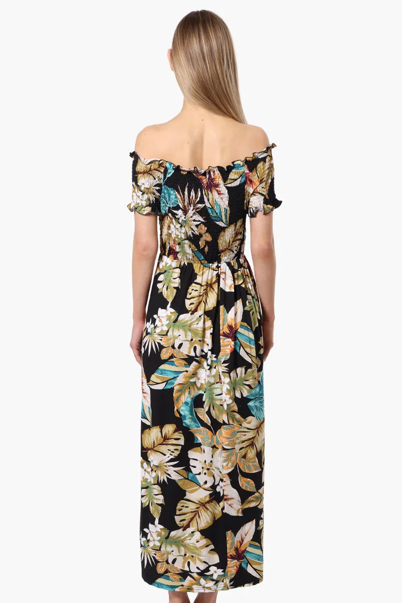 International INC Company Floral Off Shoulder Crossover Maxi Dress - Black sold by Fairweather product image thumbnail 3