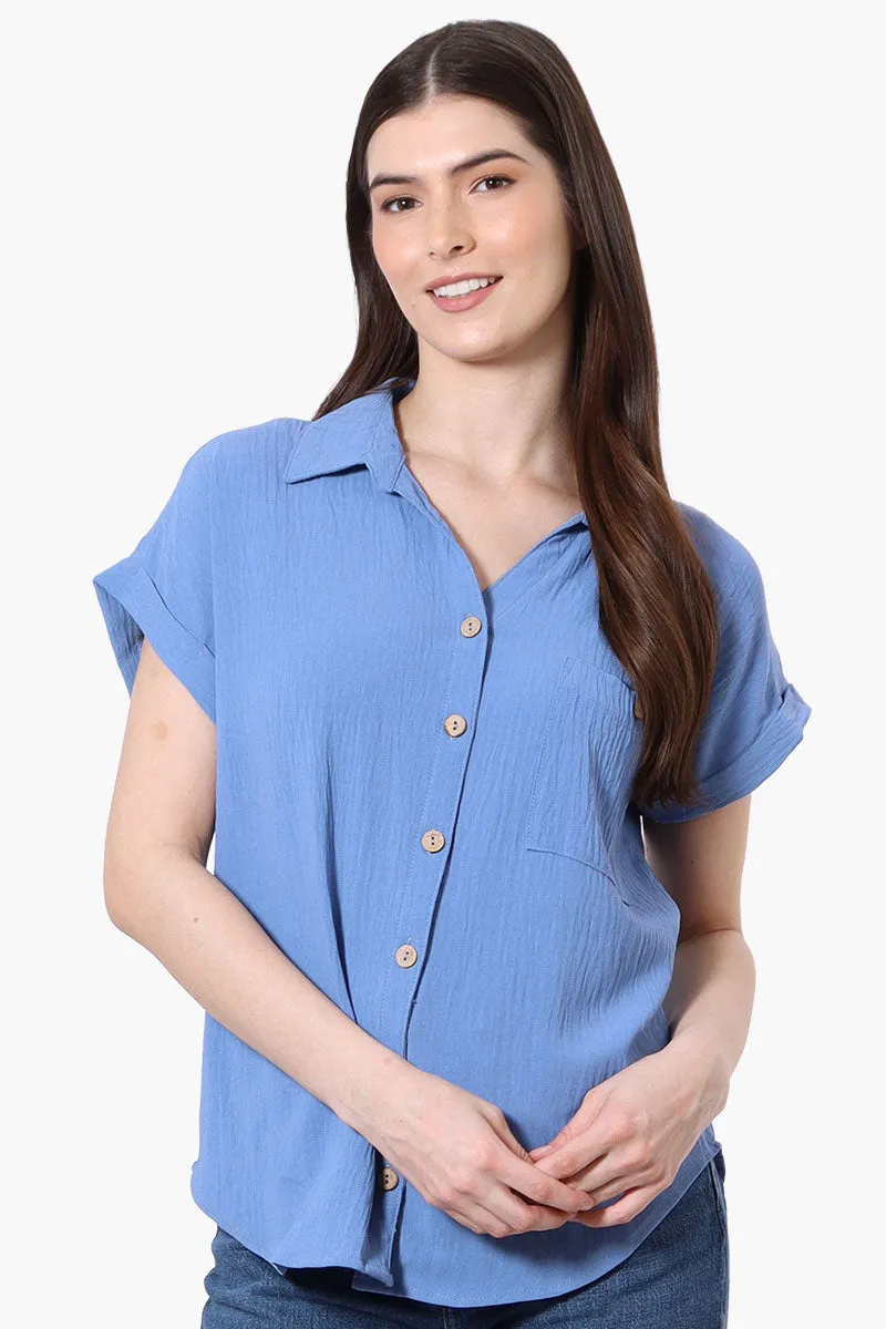 Urbanology Short Sleeve Button Down Shirt - Blue sold by Fairweather