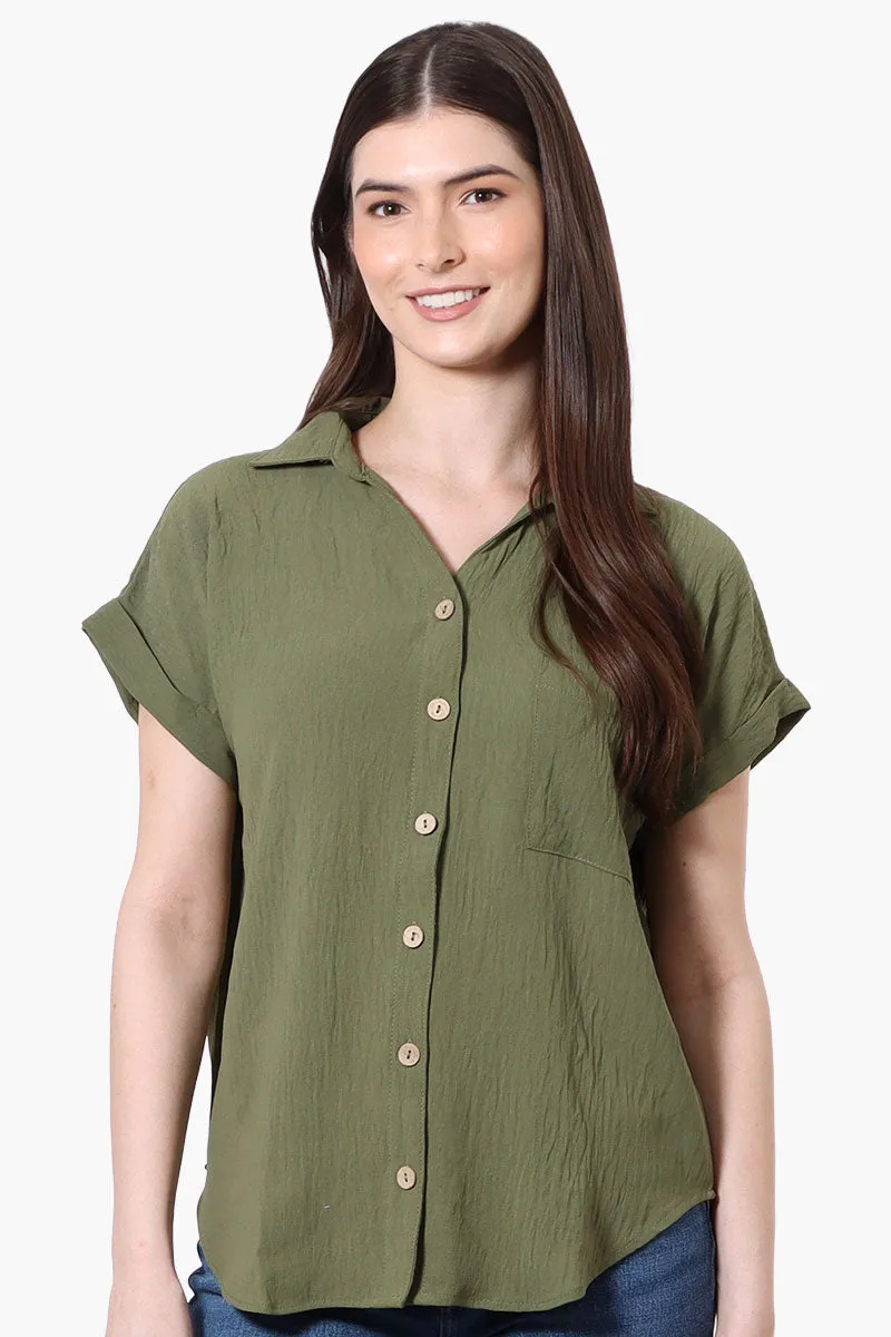 Urbanology Short Sleeve Button Down Shirt - Olive sold by Fairweather