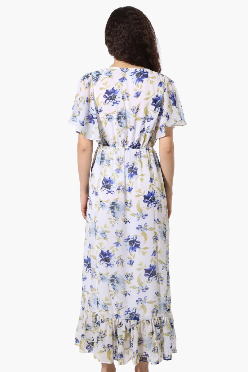 Limite Floral Tie Waist V-Neck Maxi Dress - White sold by Fairweather product image thumbnail 3