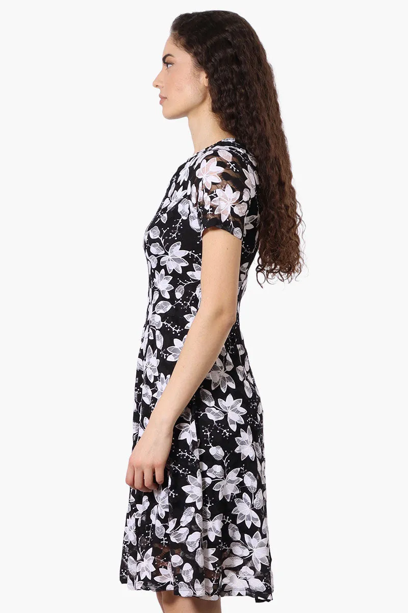 Limite Floral A-Line Mesh Day Dress - Black sold by Fairweather product image thumbnail 2