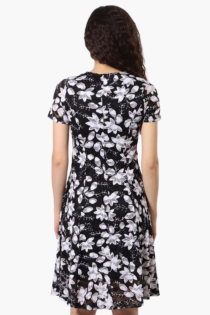 Limite Floral A-Line Mesh Day Dress - Black sold by Fairweather product image thumbnail 3