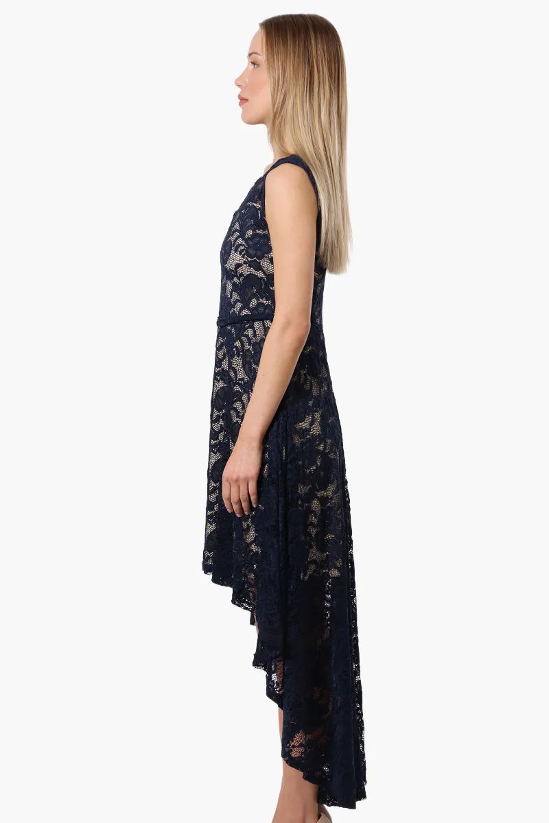 Limite Floral Lace High Low Prom Dress - Navy sold by Fairweather product image thumbnail 2