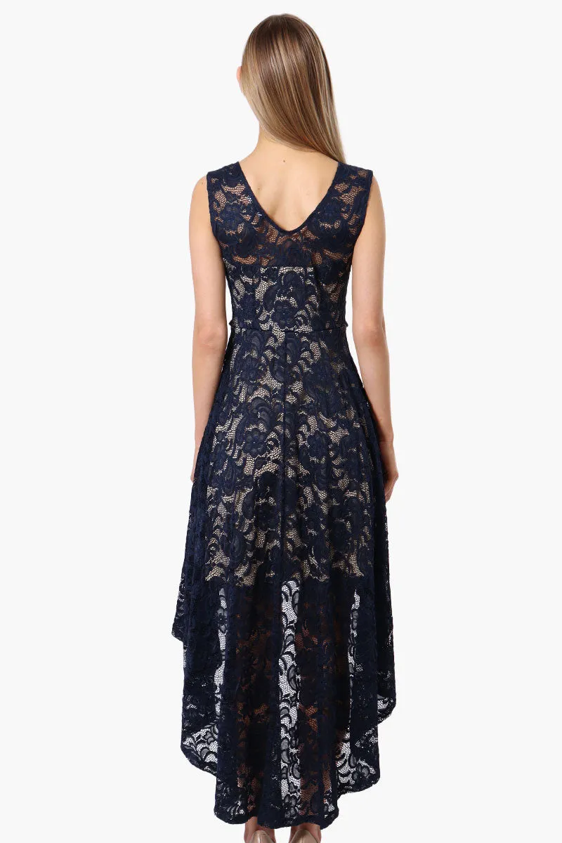 Limite Floral Lace High Low Prom Dress - Navy sold by Fairweather product image thumbnail 3