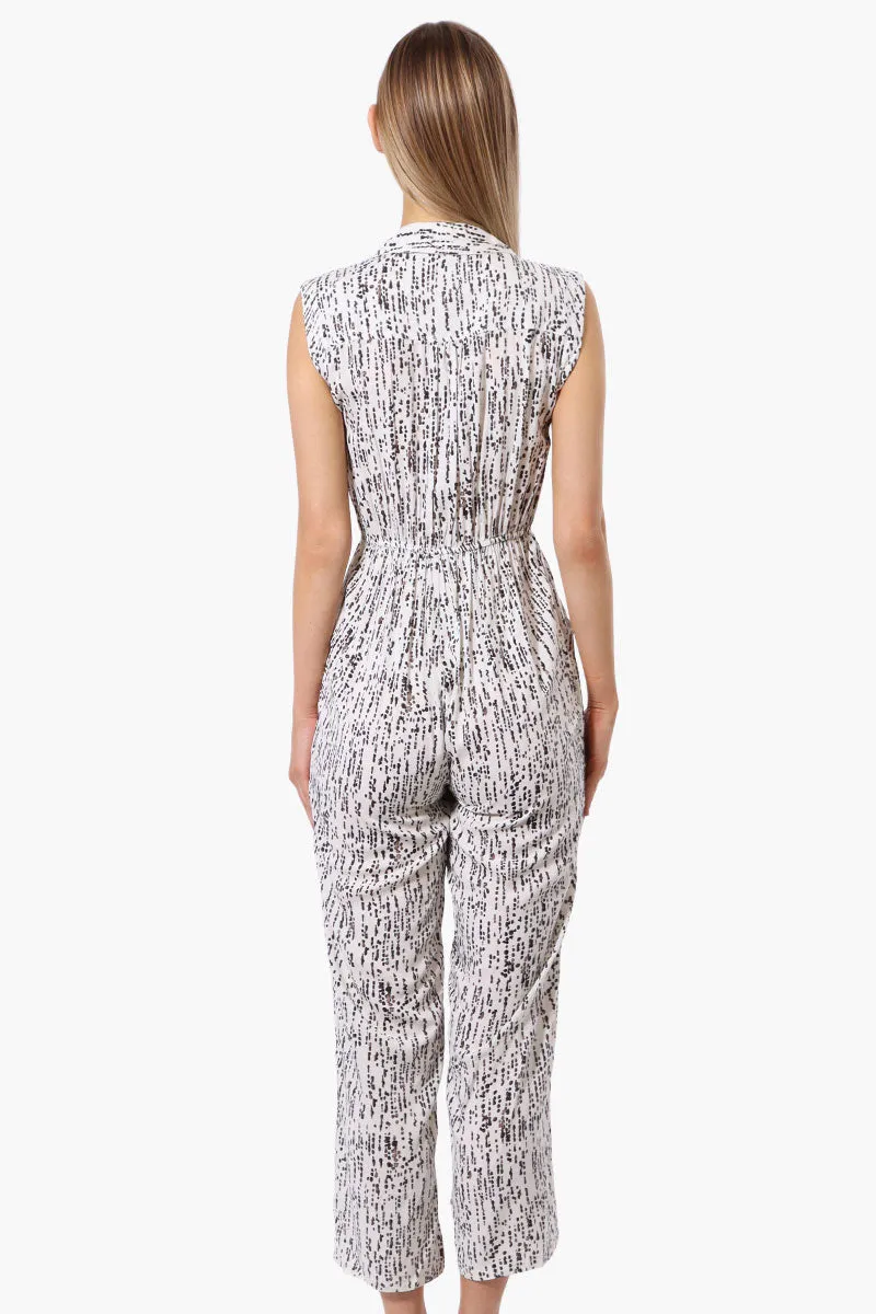 International INC Company Patterned Button Up Jumpsuit - White sold by Fairweather product image thumbnail 3