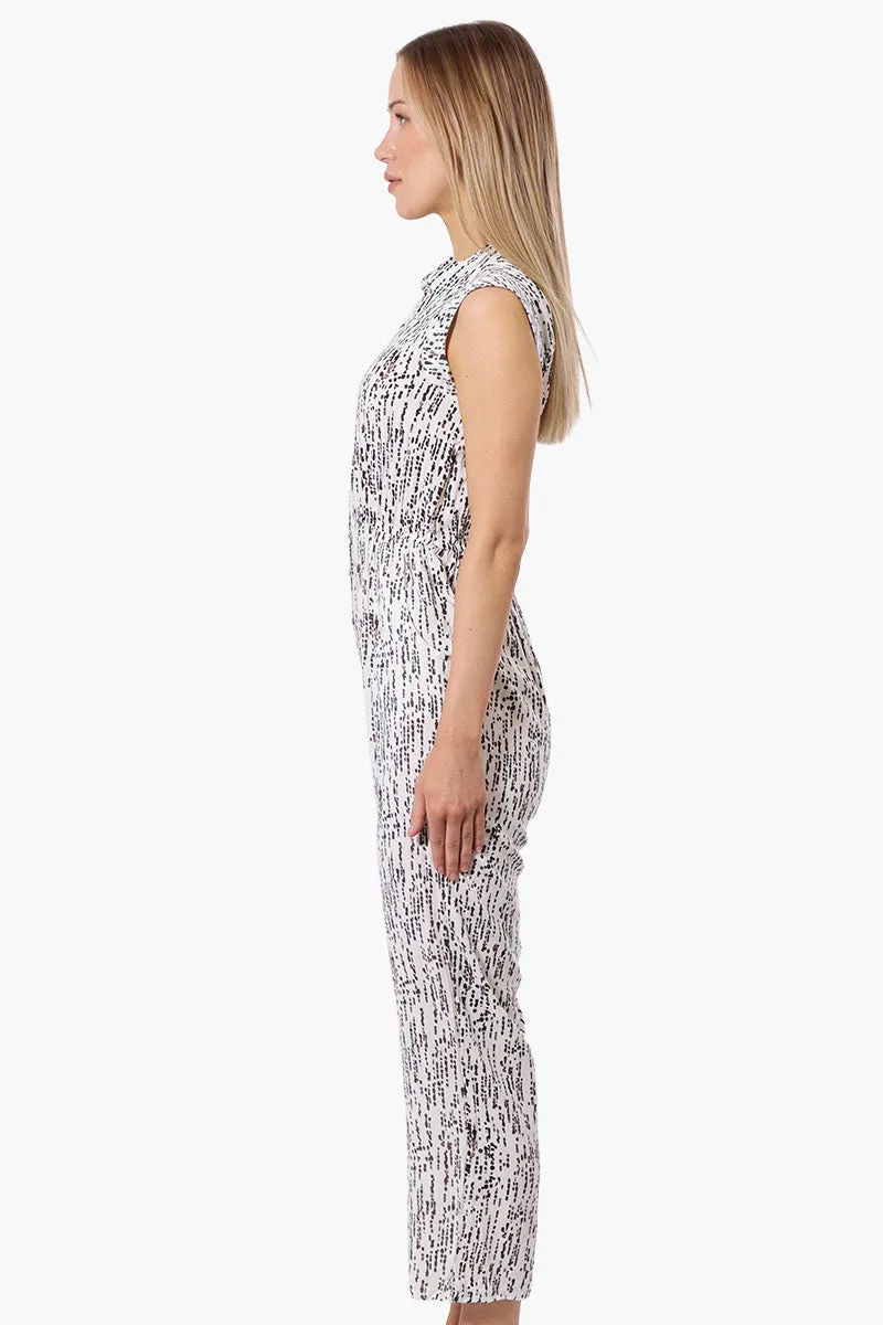 International INC Company Patterned Button Up Jumpsuit - White sold by Fairweather product image thumbnail 2