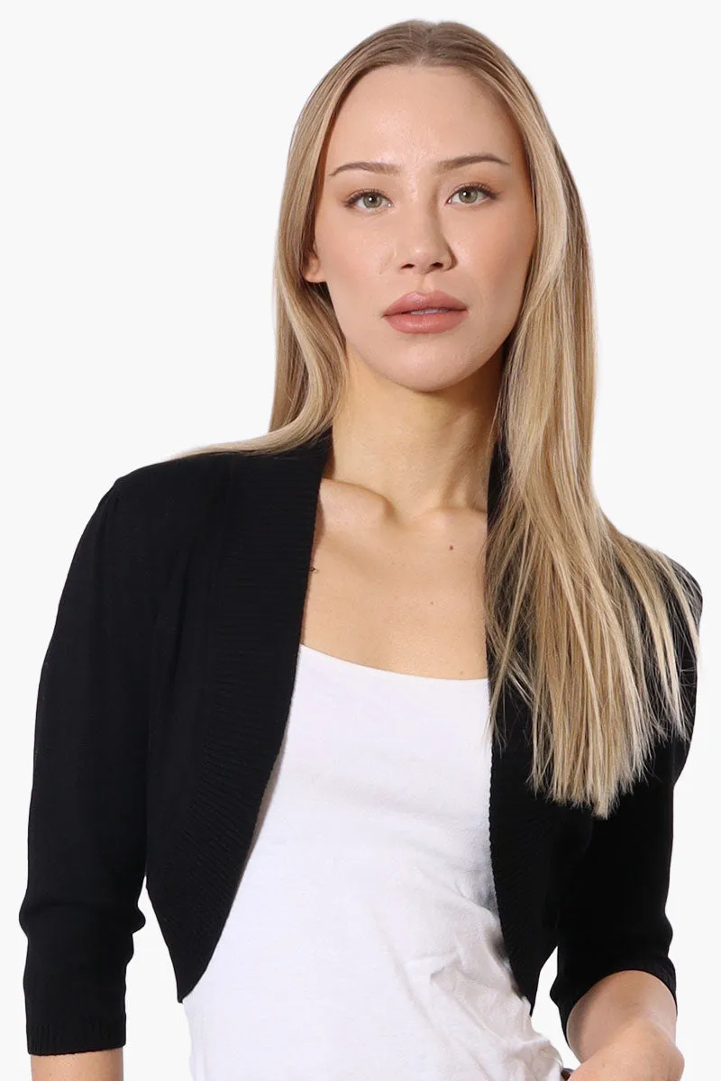 Impress 3/4 Sleeve Open Shrug Cardigan - Black sold by Fairweather