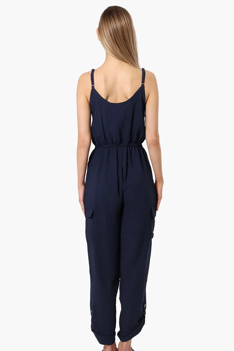 Urbanology Tie Waist Sleeveless Cargo Jumpsuit - Navy sold by Fairweather product image thumbnail 3