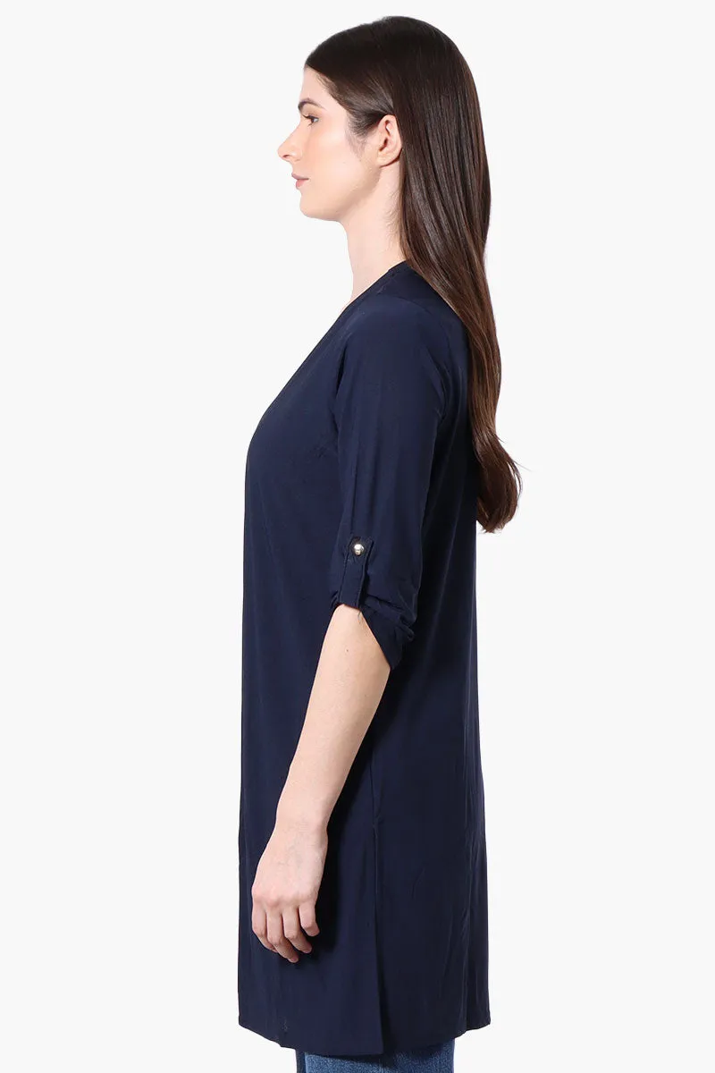 International INC Company Roll Up Sleeve Open Duster Cardigan - Navy sold by Fairweather product image thumbnail 2