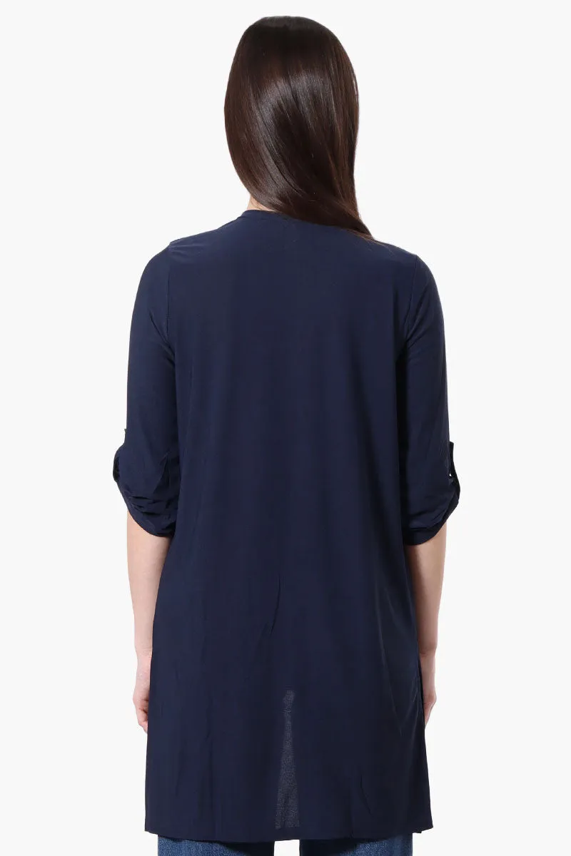 International INC Company Roll Up Sleeve Open Duster Cardigan - Navy sold by Fairweather product image thumbnail 3