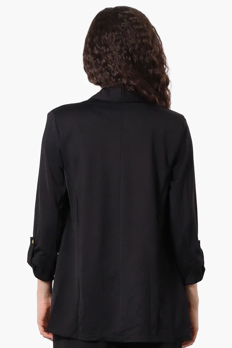 Costa Blanca Roll Up Sleeve Open Blazer - Black sold by Fairweather product image thumbnail 3