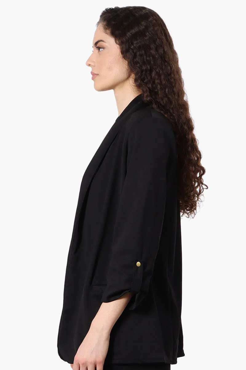 Costa Blanca Roll Up Sleeve Open Blazer - Black sold by Fairweather product image thumbnail 2