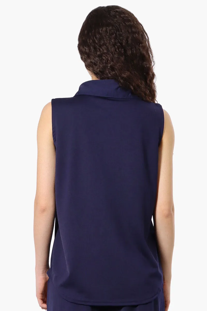 Costa Blanca Half Zip Sleeveless Blouse - Navy sold by Fairweather product image thumbnail 3