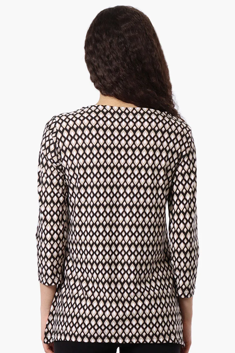 International INC Company Patterned 3/4 Sleeve Blouse - Black sold by Fairweather product image thumbnail 3