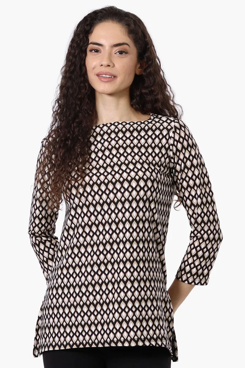 International INC Company Patterned 3/4 Sleeve Blouse - Black sold by Fairweather