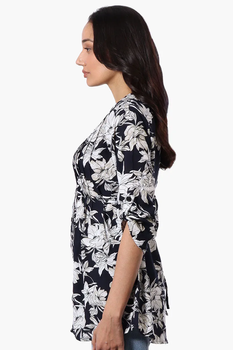 International INC Company Floral Pintuck Blouse - Navy sold by Fairweather product image thumbnail 2