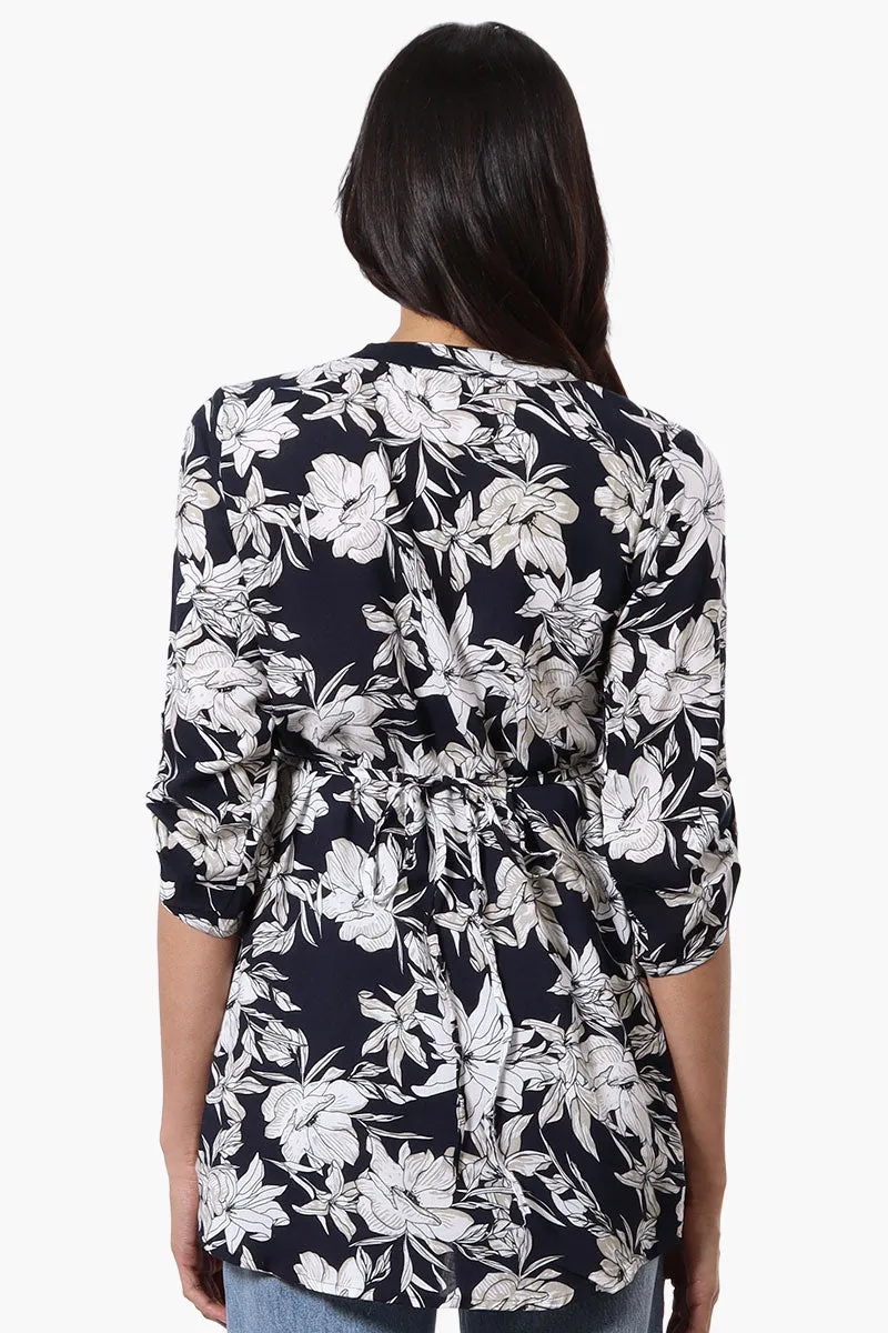 International INC Company Floral Pintuck Blouse - Navy sold by Fairweather product image thumbnail 3