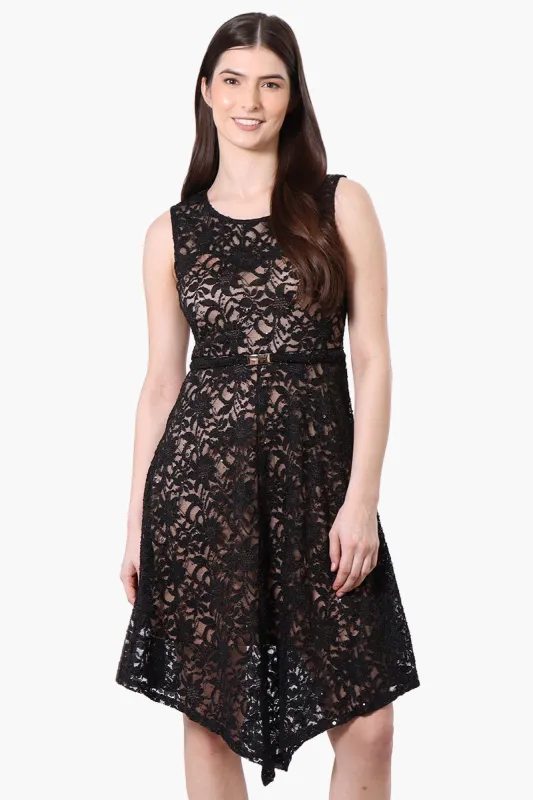 Limite Floral Lace Sequin Cocktail Dress - Black sold by Fairweather