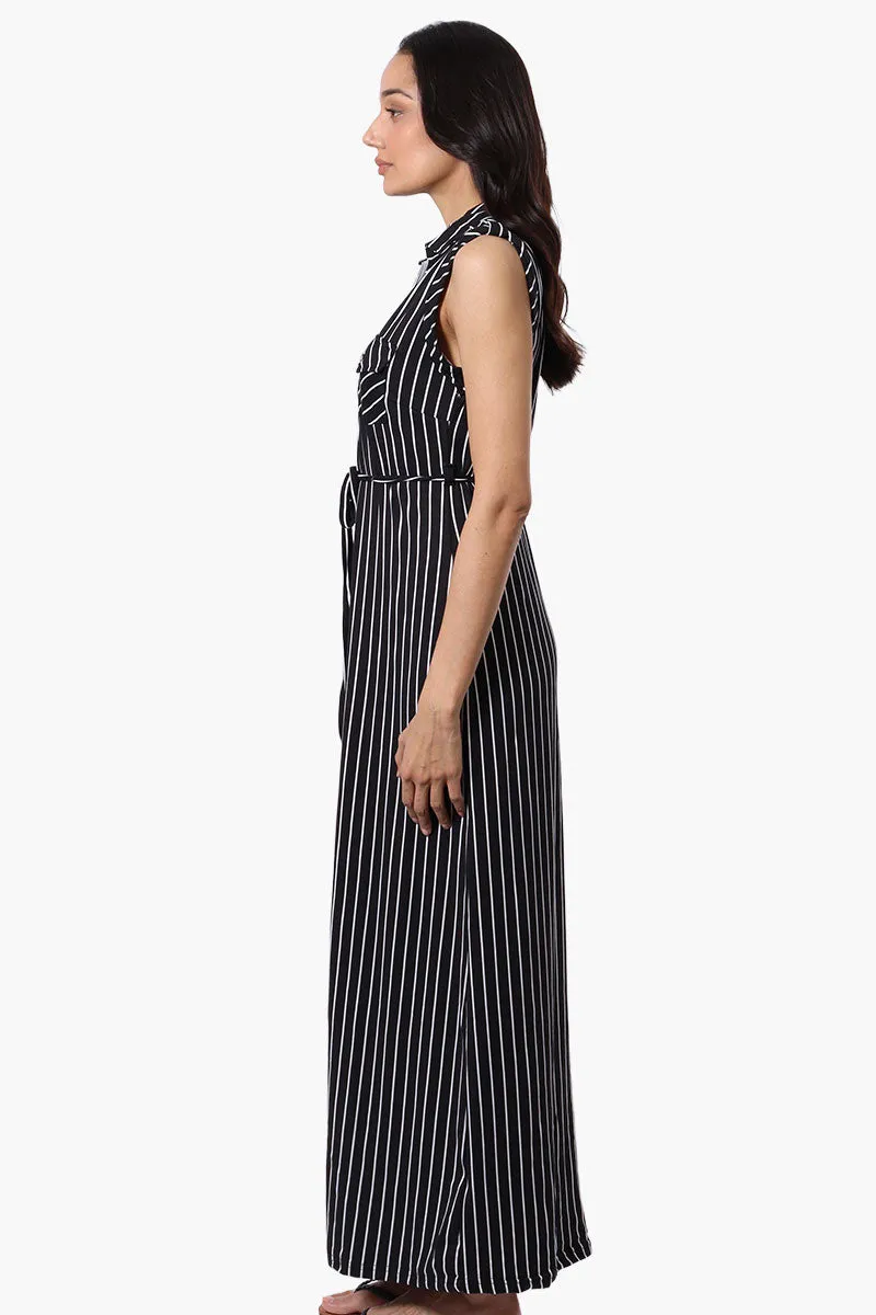 International INC Company Striped Belted Button Down Maxi Dress - Black sold by Fairweather product image thumbnail 2