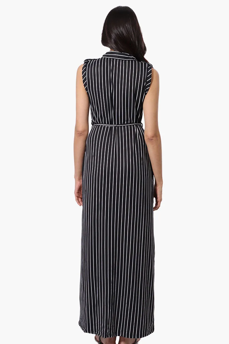 International INC Company Striped Belted Button Down Maxi Dress - Black sold by Fairweather product image thumbnail 3