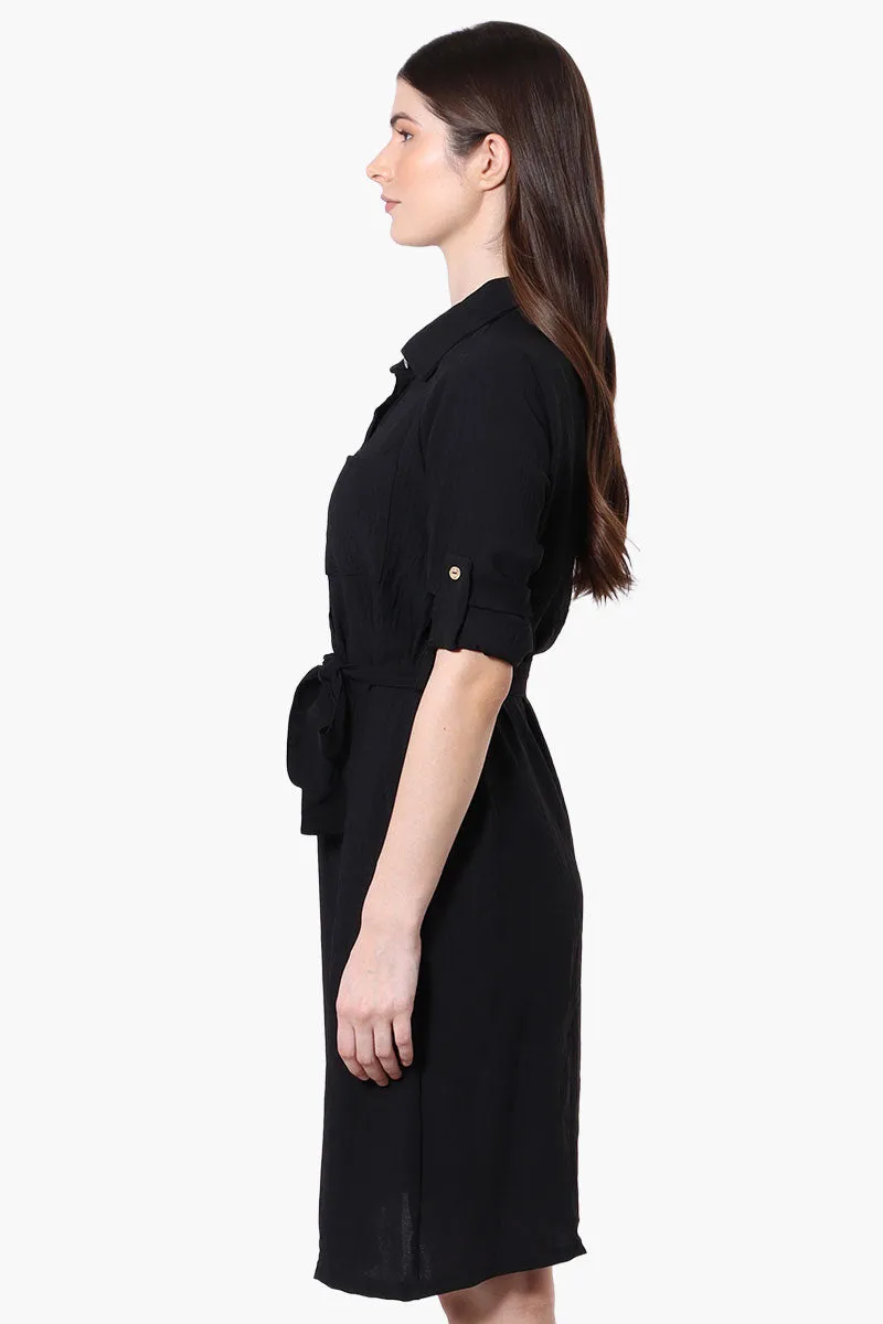Stylexchange Vintage Belted Roll Up Sleeve Day Dress - Black sold by Fairweather product image thumbnail 2