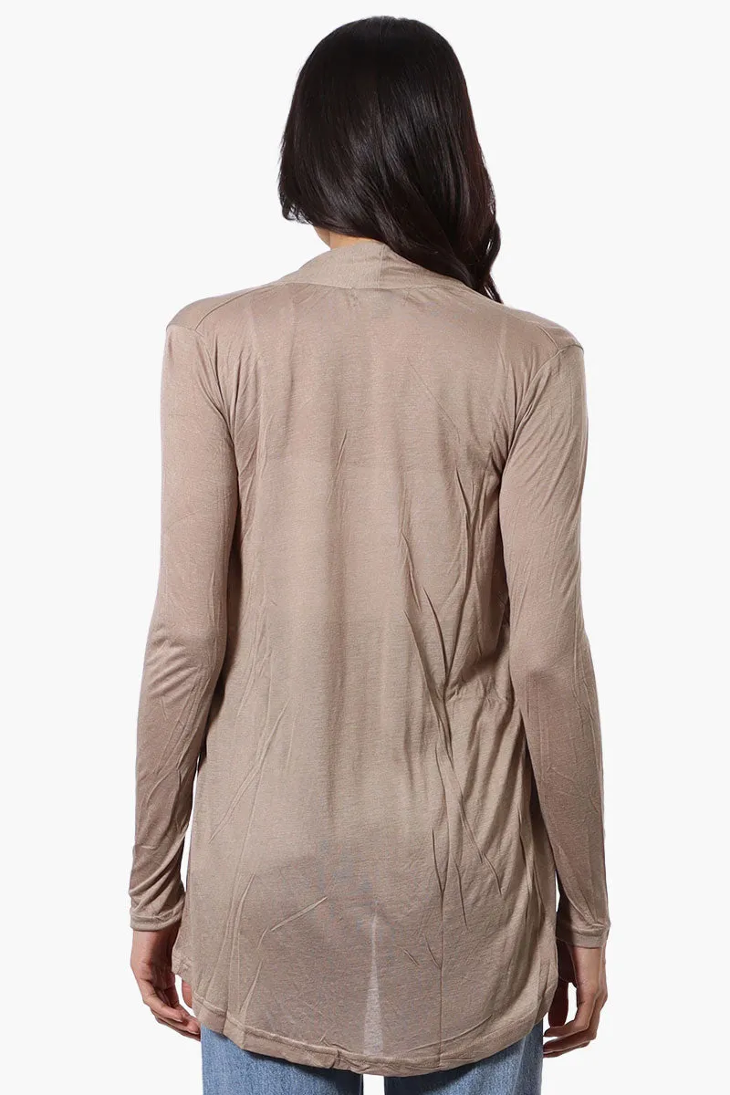 Magazine Long Sleeve Open Wrap Cardigan - Taupe sold by Fairweather product image thumbnail 3